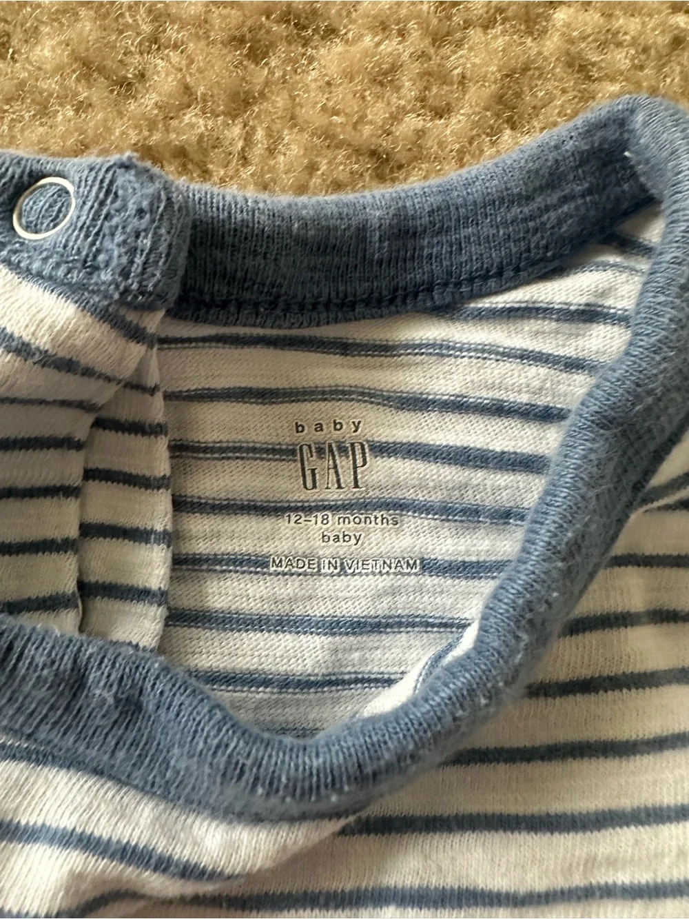 Vintage Baby Gap Unisex One-Piece Romper 12–18 Months Striped Fall Outfit